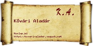 Kővári Aladár névjegykártya